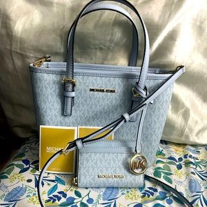 Michael kors Baby blue purse with matching wallet